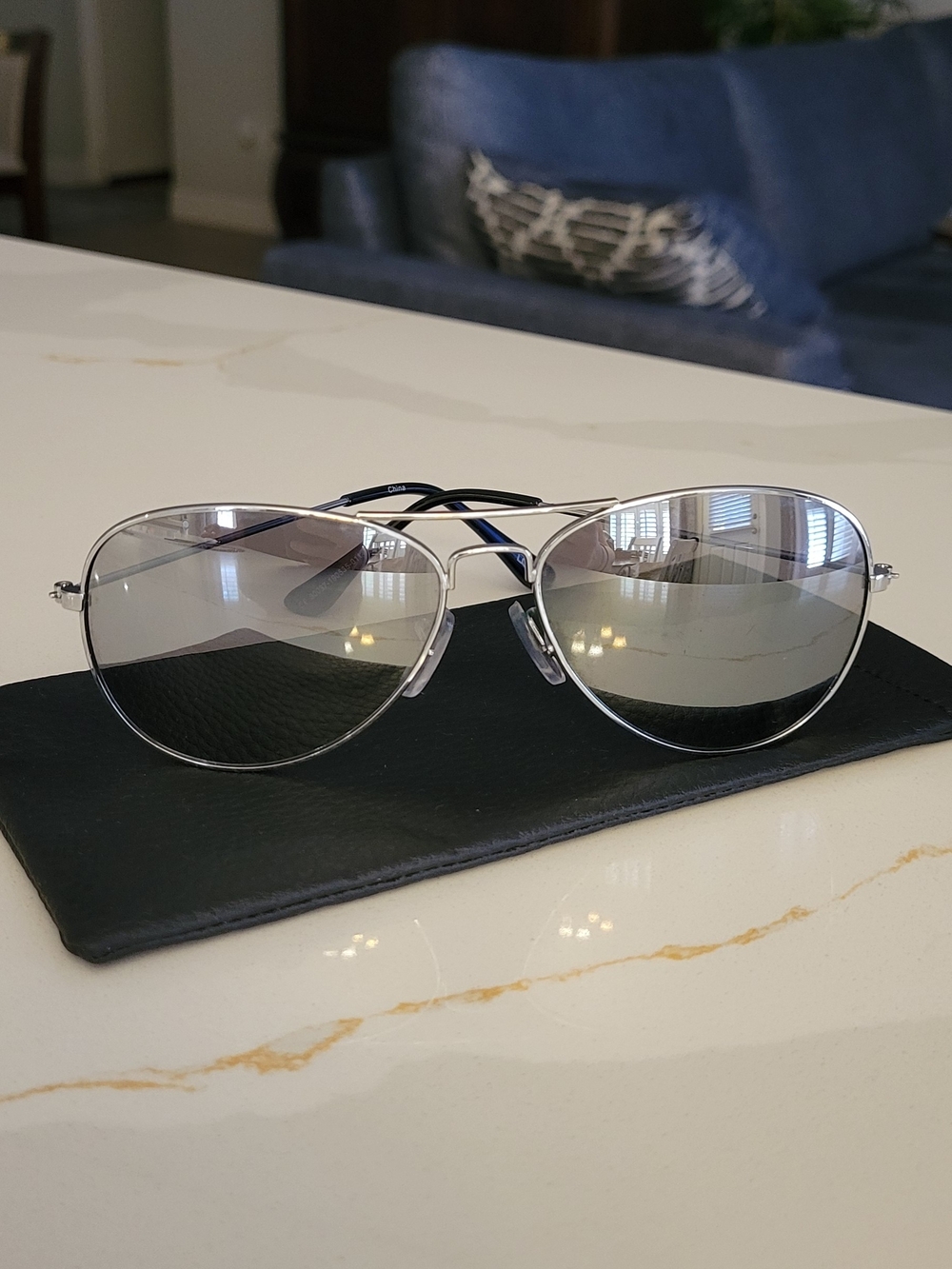 Classic Womens Aviator Sunglasses - Silver Frame with Gray Lenses
